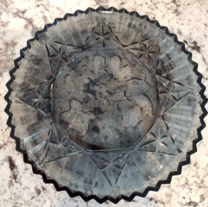 Vintage Federal Glass Black Pioneer Fruit Pattern Round Plate - Sandwich Plate - Picture 1 of 2