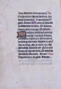 ca.1460 medieval Book of Hours manuscript leaf 5 gold initials on color. - Picture 1 of 2