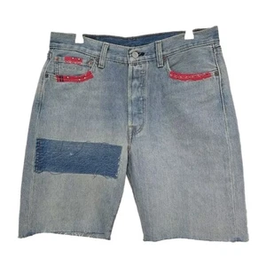 Levi's 501 Shorts mens W32 150th Anniversary Jorts Bandana Baggy blue - Picture 1 of 16