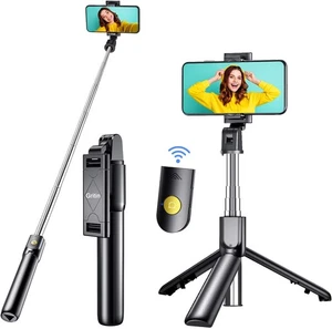Gritin 4in1 Bluetooth Selfie Stick Stativ mit Funkfernbedienung & Handyhalter - Bild 1 von 13