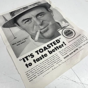 RETRO VINTAGE Advertisment Paper Clipping Art Junk 50s Lucky Strike Tobacco - Picture 1 of 9