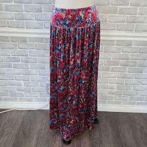 Maxi Falda Natural Life Lisa Terciopelo Mujer Roja Floral Grande Boho Femenina - Imagen 1 de 9