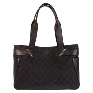 GUCCI 73983 Tote Bag Shoulder Bag Brown GG canvas/leather GG - Picture 1 of 10