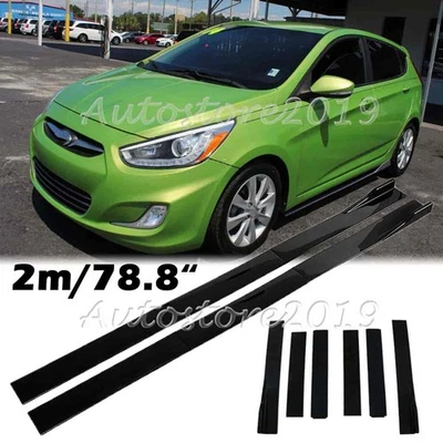 For Hyundai Accent 2010-2023 Gloss Side Skirt Extension Splitter Spoiler Rocker Foto 1 de 4