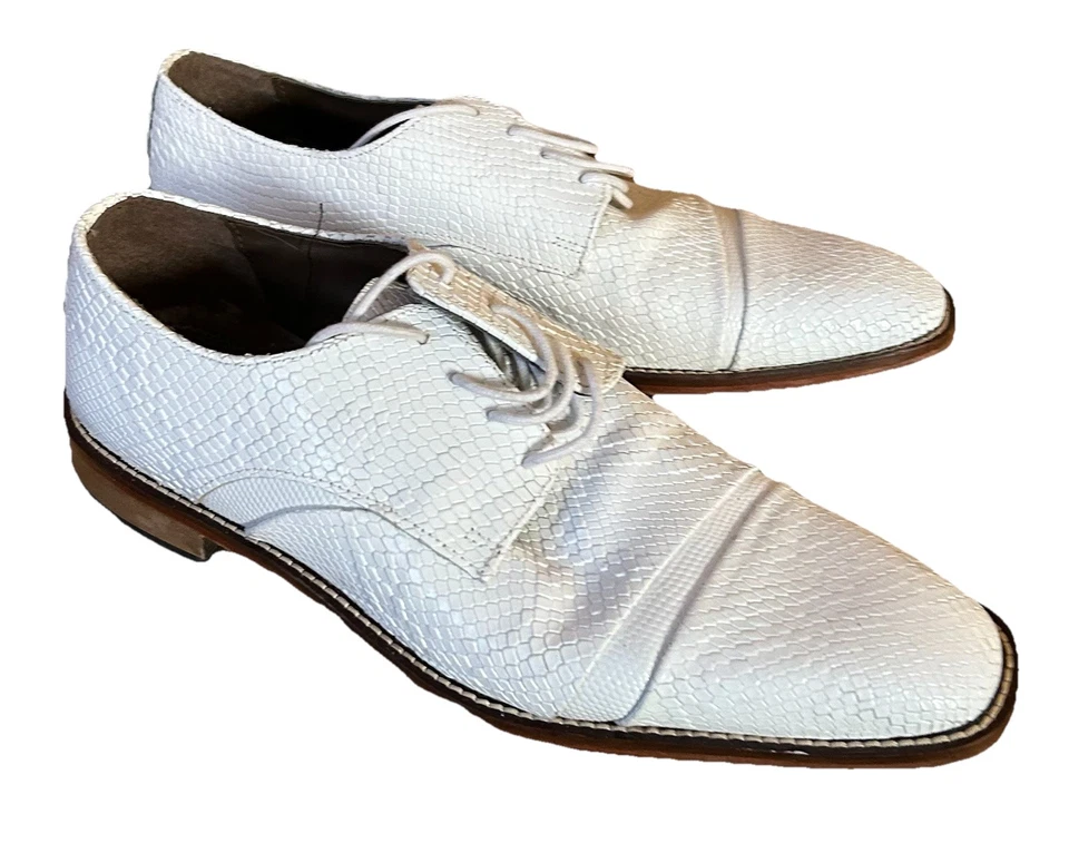Zapato Z Stacy Adams Turano Puntera de Bicicleta Oxford Estampado de Cocodrilo Blanco Hombres 9.5 M Espuma con Memoria Foto 1 de 4