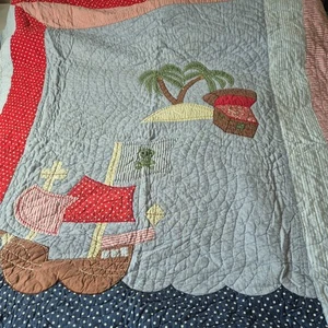 Laura Ashley Pirate Ship Nautical Child's Bedspread Good Condition - Picture 1 of 3