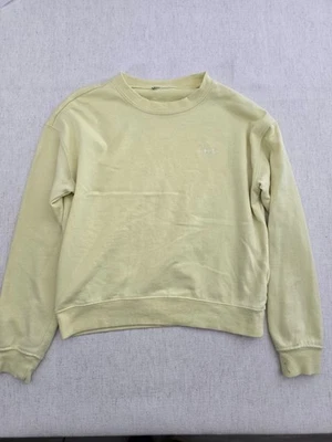 Sweatshirt Womens XS Yellow Long Sleeve Crew Neck Pullover Love Embroidered Cuff - Image 1 of 4