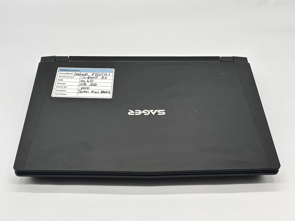 Sager P750TM1, Core i7-9700K,  3.6GHz, 40GB RAM, 1TB SSD, No OS/Charger - Image 1 of 4