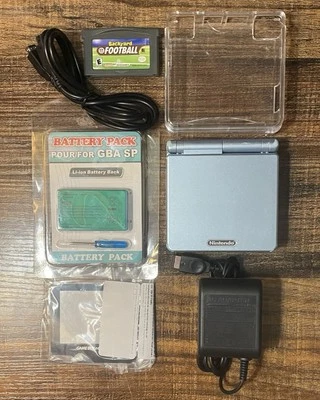 Gameboy Advance Sp Pearl Blue AGS-001 BUNDLE Lot w Backyard Football READ DESC. - Image 1 of 4
