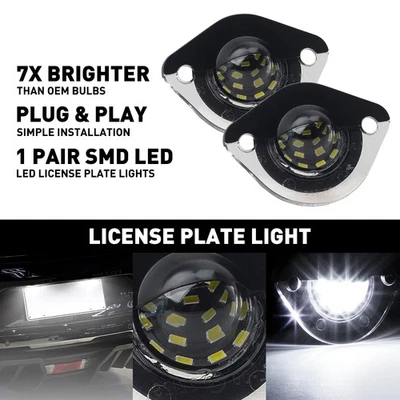 FOR 1994-2004 Mustang License Ford Lights Plate Pair Lens LED Bulbs 6000K WhiteS - Image 1 of 4