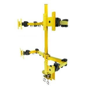 MonMount Yellow 4-Screen Heavy Duty Deluxe Quad LCD Desk Clamp Mount - Picture 1 of 2