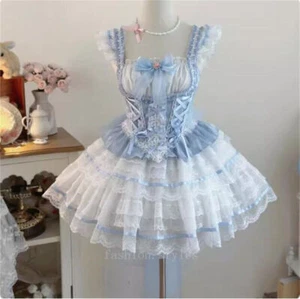 Vestido de princesa japonés para mujer Lolita con volantes dulce cintura alta vestido gótico - Imagen 1 de 30