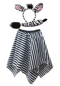 Adults Zebra Skirt Ears Tail World Book Day African Safari Fancy Dress Costume - Picture 1 of 1
