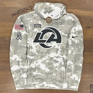 AUTÉNTICO Nike Los Angeles Rams Salute to Service Sudadera con Capucha Para Hombre Pullover Lateral - Imagen 1 de 9
