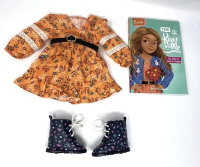 American Girl Doll Evette meet outfit, dress, book, boots No Doll Included. New! - Image 1 of 2