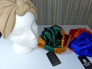 3 Satin Turbans Night Sleep Hat Women Ladies Head Wrap Hair Care Chemo Caps Lot - Picture 1 of 1