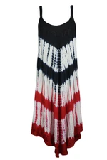 Boho Gypsy Hippy Tie Dye CoverUp Tank Dress Sleeveless Fit Flare Comfy Dresses L