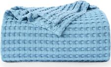 Utopia Bedding Cotton Waffle Blanket 300 GSM (Sky Blue - 90x72 Inches) Soft Ligh