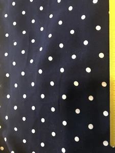 Remnant White Polka Dot On Navy Fabric. 40”X 26” Semi Sheer Polyester Georgette - Picture 1 of 5