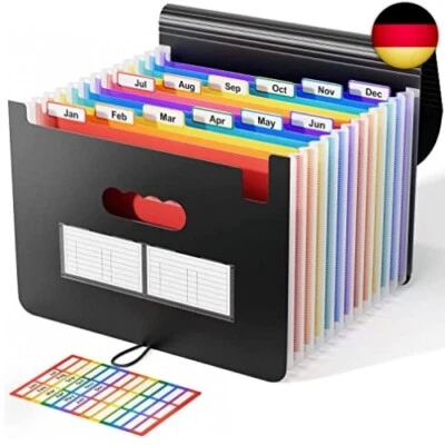 ABC LIFE Dokumentenmappe A4 mit Deckel, ABClife Fächermappe Sortiermappe Bunte Datei