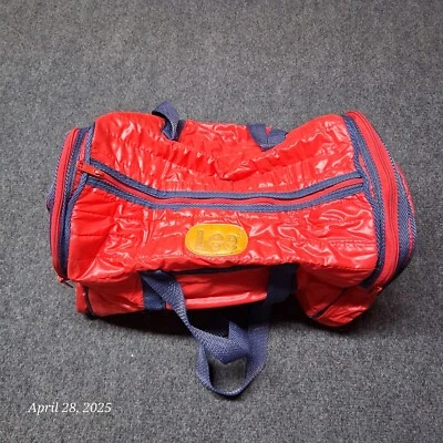 VTG LEE Duffle Bag Bright Red Small Side Pockets 90s Gym Handle Straps - Image 1 of 4