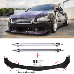 Alerón divisor labial delantero parachoques para Nissan Maxima Altima 09-15 + puntales A+ - Imagen 1 de 11