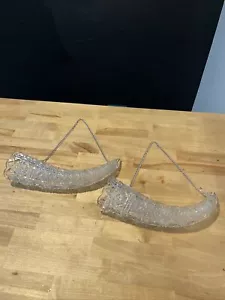 Pair Of Crystal CUT horns, cornucopia, Chain Hand, cut clear crystal Decorations - Picture 1 of 23