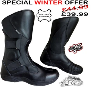 ZAPATOS/BOTAS DE CUERO NEGRO DE DOBLE HEBILLA PARA HOMBRE MOTO/MOTOCICLETA TOURING - Imagen 1 de 3