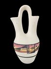 Vtg A. AHK Signed Navajo Native American Pottery Double Spout Jug Vase Abstract