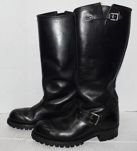Botas de trabajo altas de cuero con punta de acero para motociclista motocicleta ingeniero para montar para hombre talla 8 E - Imagen 1 de 7
