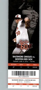 Boston Red Sox vs Baltimore Orioles 6/10/2014 Full Ticket - Jim Palmer , - Picture 1 of 2