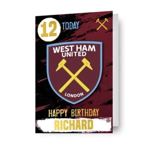 Birthday Card West Ham United FC, Personalise Name & Age With Included Stickers - Picture 1 of 6