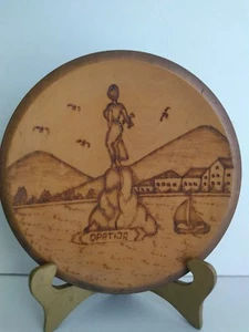 Placa redonda de madera de 9 1/4"" montada en pared de 9 1/4"" recuerdo-arte quemado de madera - Imagen 1 de 10