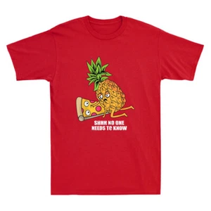 Pineapple Belongs on Pizza Lover Funny Pineapple Pun Meme Vintage Men's T-Shirt - Picture 1 of 8