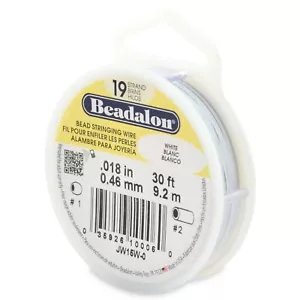 Beadalon 19 Strand White .018in Flexible Bead Stringing Wire, 30ft Spool - Picture 1 of 1
