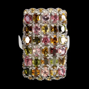 925 Sterling Silver Ring Oval Tourmaline Sapphire Natural Gemstone jewelry 9.5 - Picture 1 of 14