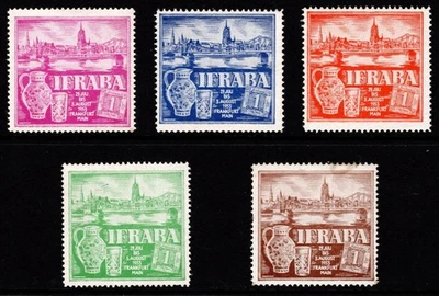 Int'l Postage Stamp Exhibition - Frankfurt Germany 1953  - 5 Poster Stamps - Image 1 of 2