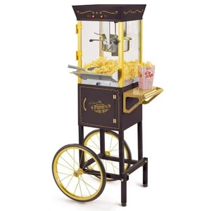 Nostalgia Popcorn Machine Cart 17.5" 8 oz Detachable Base Measuring Cup Black - Picture 1 of 7