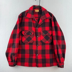 Vintage Chippewa Woolen Mills Shirt Mens Large 23x27 Plaid CPO Flannel 40s 50s - Picture 1 of 16