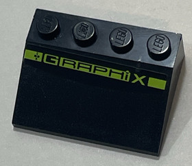 LEGO&reg; 3297pb017 Slope 33 3 x 4 with Lime 'GRAPHiX' Pattern (Sticker) BLACK