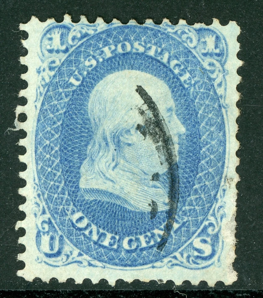 USA 1861 Franklin  1¢ Ultramarine Sc #63a VFU D531 - Image 1 of 4