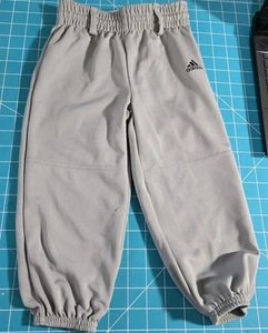 Adidas Boys Gray Baseball Pants Size XXS Elastic Waist Logo Athleisure - Picture 1 of 7