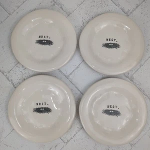 VTG Rae Dunn Nest Magenta M Studios Small Round Plates Set of 4 Typewriter Font - Picture 1 of 14