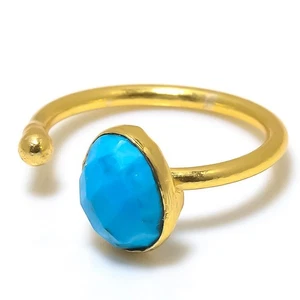 Sleeping Turquoise Gemstone 925 Sterling Silver Jewelry Ring Size Adj. D458 - Picture 1 of 2