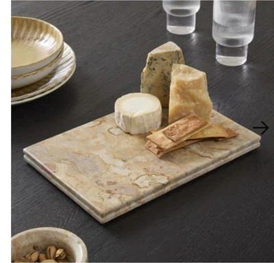 Fair Trade Marble Serving Board Rectangle Heavy Kitchen Dining Food Platter Tray - Image 1 of 4