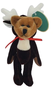 Bearington Collection Bearkins Brown Plush Teddy Bear in Dark Brown Moose Suit - Picture 1 of 12