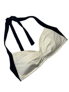 Carmen Marc Valvo Ivory Black Classic Halter Bikini Top L - Picture 1 of 6