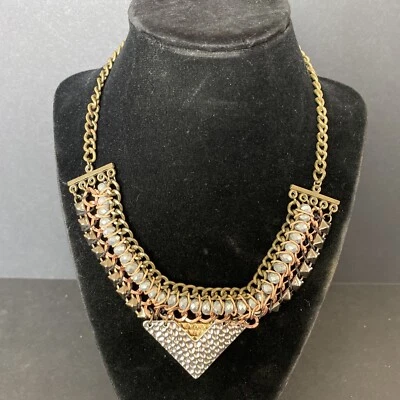 Gargantilla gruesa de eslabones de cadena collar de cota de malla de metal 17" vintage cobre Foto 1 de 4