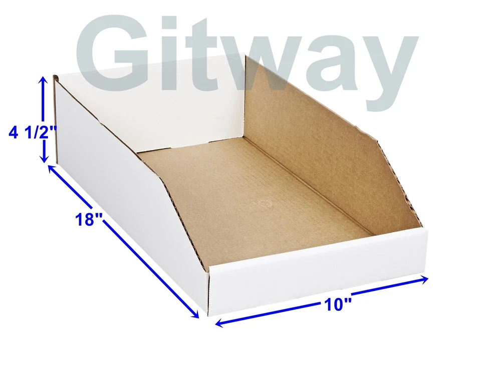 AVIDITI 25- 10 x 18 x 4 1/2" Corrugated Cardboard Open Top Storage Parts Bin Bins Boxes