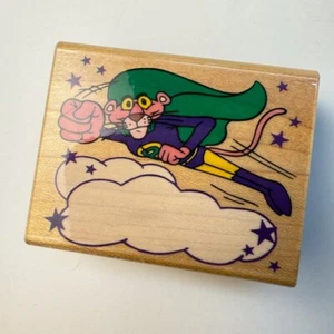 Pink Panther Superhero~Flying~RARE~HTF~Rubber Stamp~ 2.5"X 2"~Inkadinkado 4445 - Picture 1 of 8